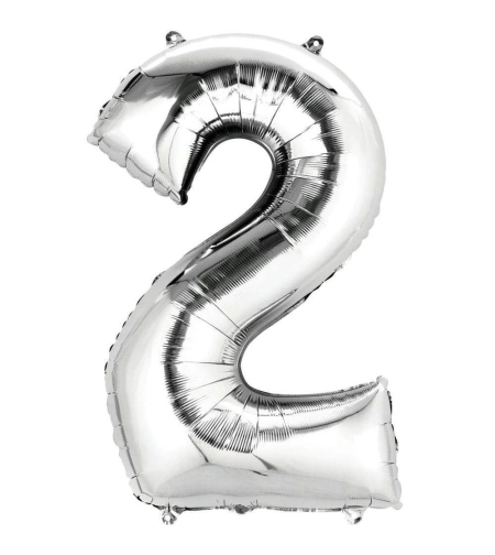 בלון הליום סיפרה 2 בצבע כסף גודל ״34 אינצ