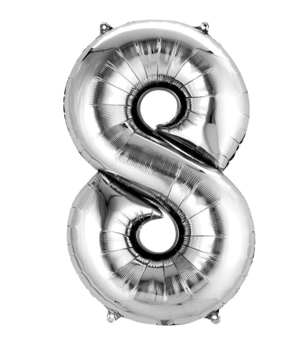 בלון הליום סיפרה 8 בצבע כסף גודל ״34 אינצ