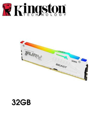 זיכרון למחשב Kingston FURY™ Beast 32GB DDR5 RGB Memory - צבע לבן