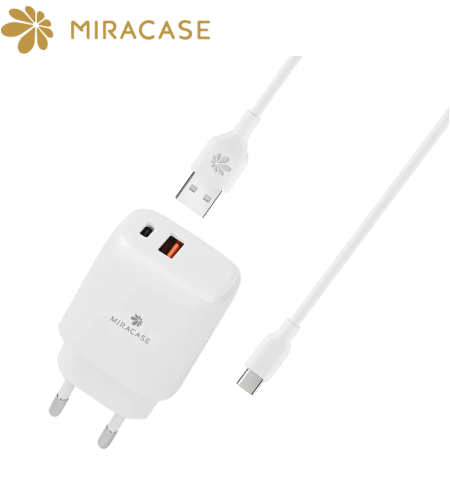 מטען קיר מהיר MIRACASE - PD 20W + QC 3.0 18W