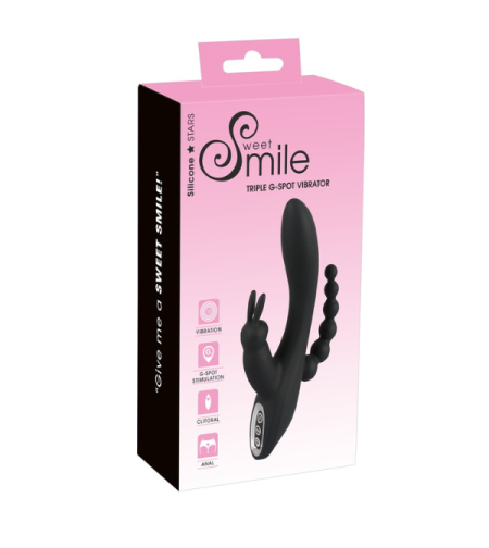 ויברטור טריפל משולב אנאלי עם חרוזים-SWEET-SMILE