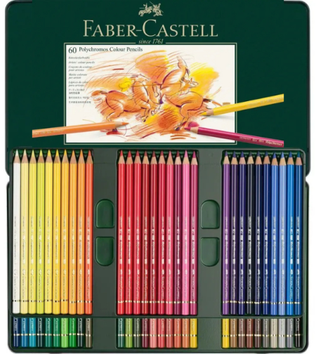 סט עפרונות שמן קופסת פח – 60 עפרונות  Faber-Castell Polychromos