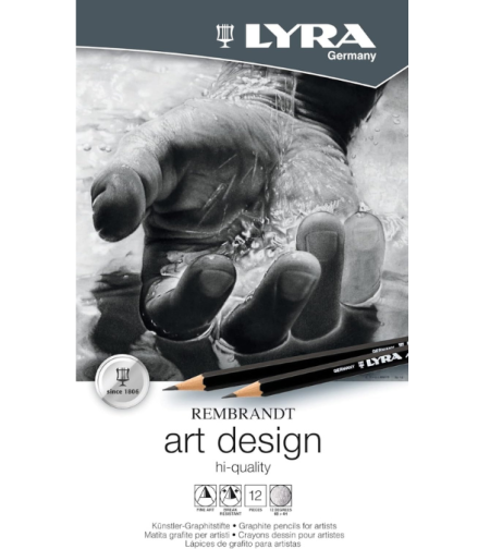 עפרונות רישום  גרפיט לאמנים – Lyra Rembrandt Art Design (סט 12 עפרונות)