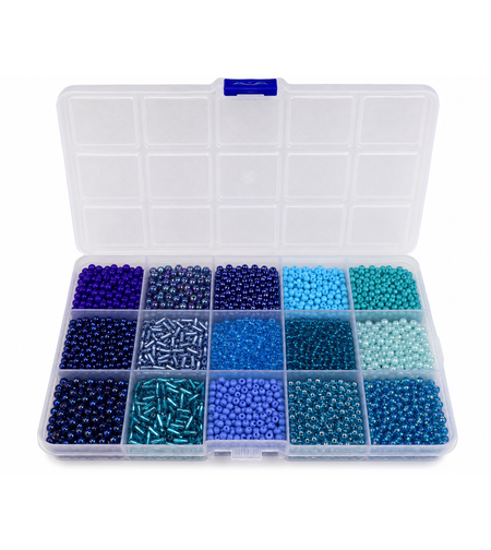 מארז חרוזים כחולים ליצירה ותכשיטנות  255 גרם Blue Beads Jewelry Making Kit