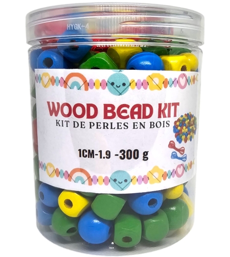 חרוזי עץ - ערכת חרוזי עץ בצבעים מעורבים – Wood Bead Kit