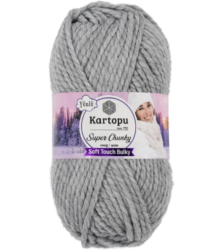 חוט צמר עבה לסריגה Kartopu Super Chunky – צבע אפור