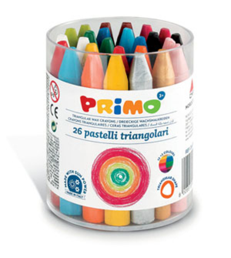 Primo – סט 26 פסטלי שעווה משולשים בצנצנת שקופה