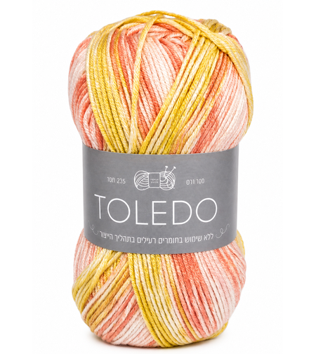 חוט צמר טולדו TOLEDO אפרסק-חרדל-שמנת 100 גרם