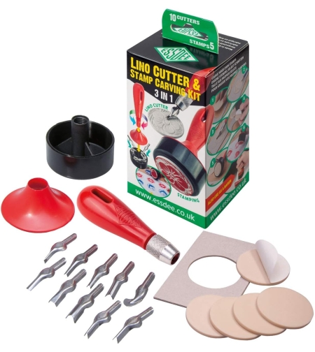 ערכת גילוף והכנת חותמות 3 ב-1 – Essdee Lino Cutter & Stamp Carving Kit