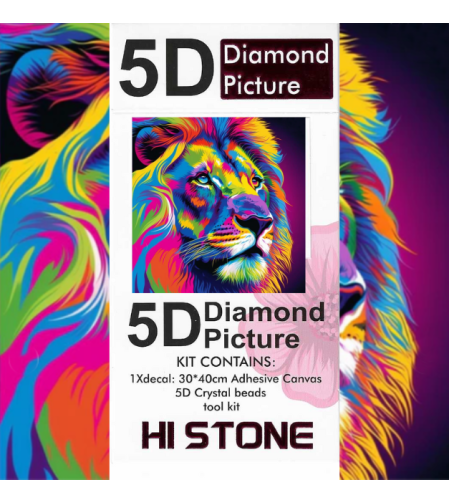 ערכת תמונת יהלומים 5D HI STONE -אריה צבעוני- 30x40 ס