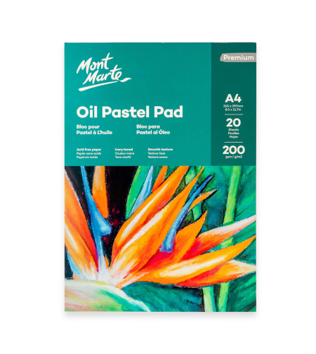 בלוק נייר לפסטל שמן 20 דפים 200 גרם Mont Marte Oil Pastel Pad Premium – A4