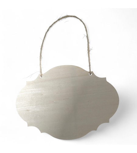 שלט עץ אובלי דקורטיבי לתלייה – משטח עץ לצביעה ויצירה DIY (17×12 ס