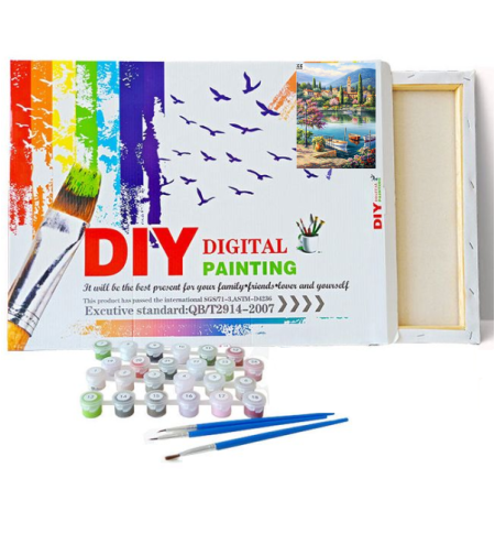 ערכת ציור לפי מספרים DIY - נוף ים פסטורלי | Digital Painting