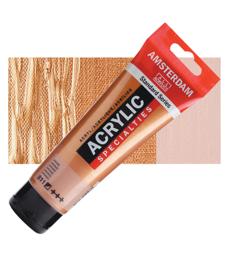צבע אקרילי אמסטרדם – זהב מטאלי 811 (Amsterdam Acrylic – Gold Metallic) – שפופרת 120 מ״ל