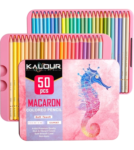 סט עפרונות צבעוניים בגווני פסטל 50 צבעים Kalour Macaron