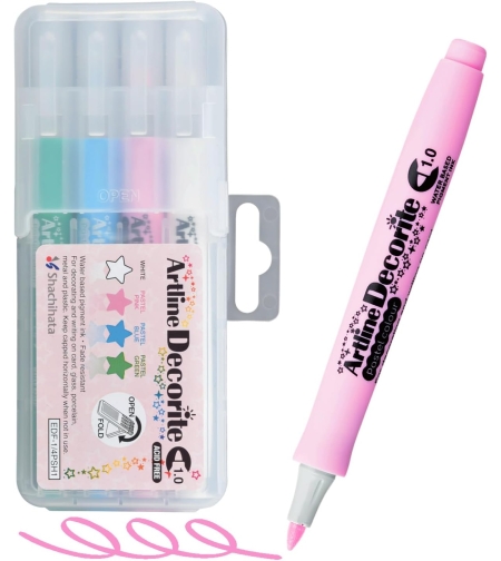 סט טושים פסטל מארז 4 צבעים - Artline Decorite
