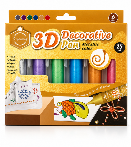 סט צבעי טוליפ תלת מימד מטאליים 3D – 6 צבעים × 25 מ