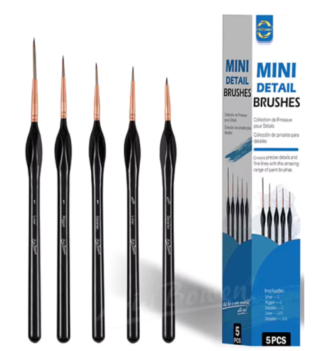 סט מכחולים דקים לציור פרטים – 5 חלקים (Xin Bowen Mini Detail Brushes)