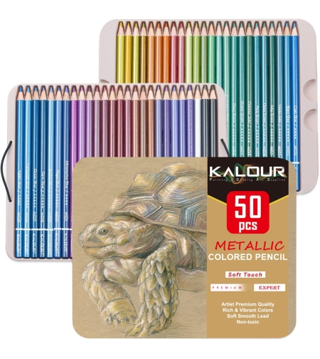 סט עפרונות צבעוניים מטאליים 50 עפרונות - KALOUR
