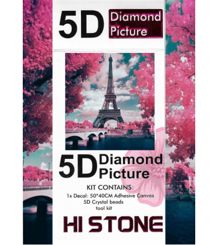 ערכת תמונת יהלומים 5D HI STONE - מגדל אייפל בפריז - 50x40 ס