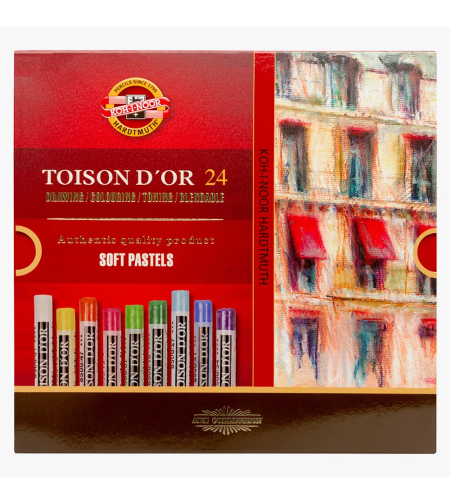 סט גירי פסטל רכים עגולים 24 גוונים Koh-I-Noor Toison D'or