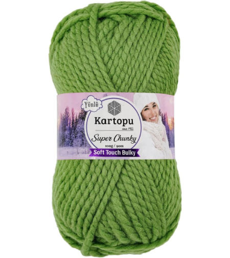 חוט צמר עבה לסריגה Kartopu Super Chunky – צבע ירוק תפוח