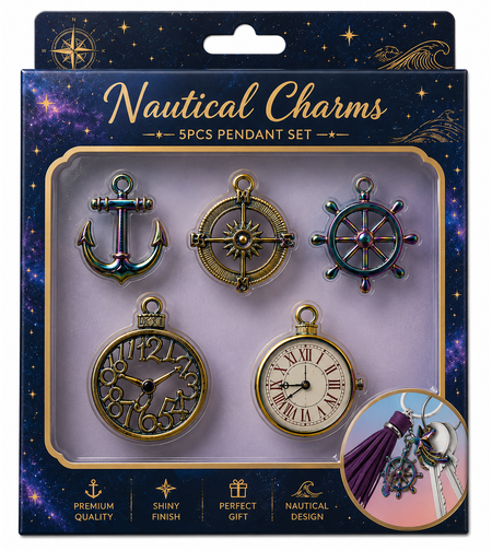 סט תליונים ימיים לעיצוב ותכשיטנות – Nautical Charms 5 Pieces Pendant Set