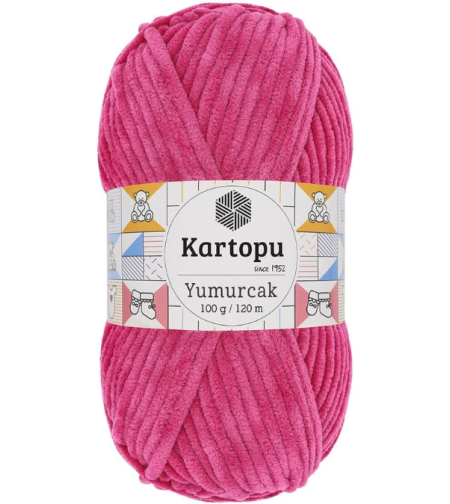 חוט קטיפה לסריגה Kartopu Yumurcak – צבע ורוד פוקסיה