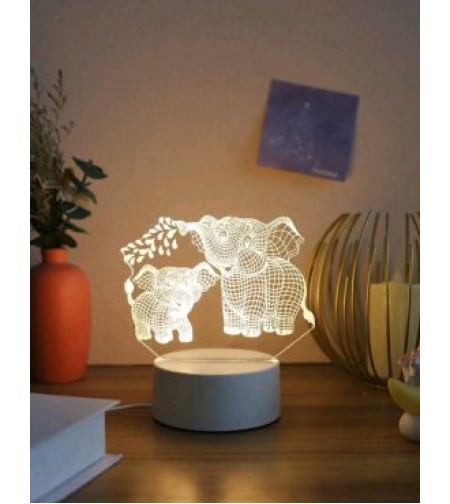 מנורת לילה LED USB תלת מימד אקרילית פילים
