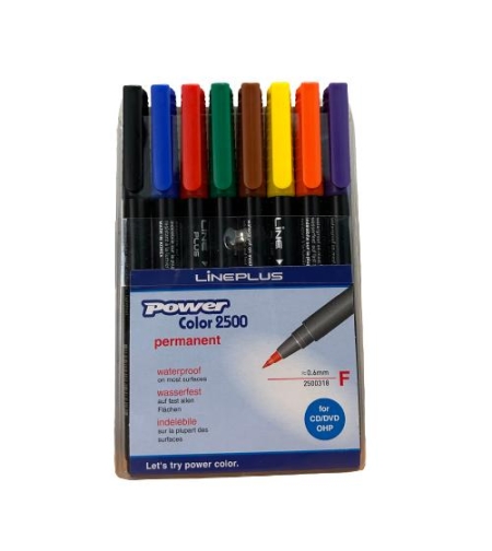 סט טושים פרמננטיים 8 צבעים Lineplus Power Color 2500