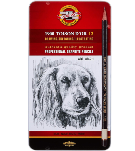 סט עפרונות גרפיט מקצועיים 12 דרגות קושי Koh-I-Noor Toison D'Or 1900