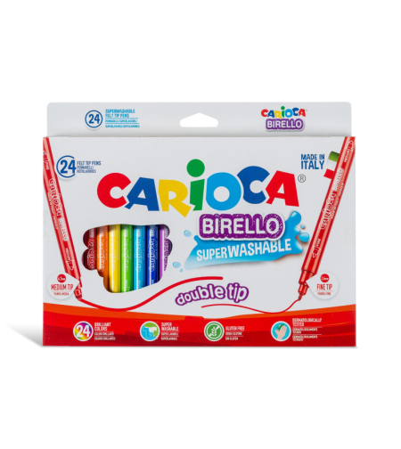 סט 24 טושים דו-צדיים איכותיים מבית CARIOCA (איטליה) קריוקה
