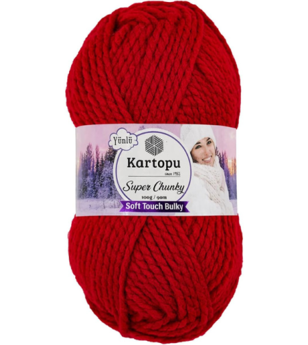 חוט צמר עבה לסריגה Kartopu Super Chunky – צבע אדום עז
