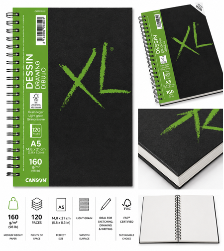 סקצ'בוק לרישום 120 דפים נייר 160 גרם -Canson XL Dessin Drawing A4