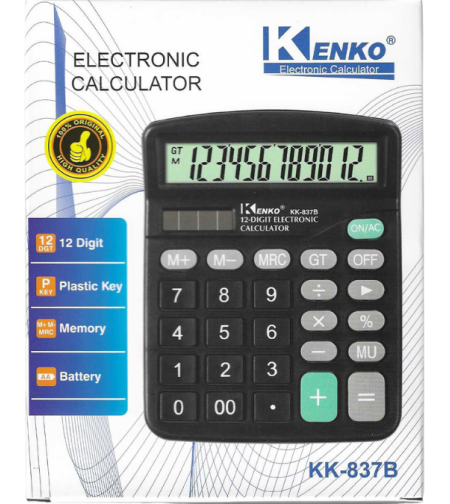 מחשבון שולחני 12 ספרות גדולות, דגם KK-837B