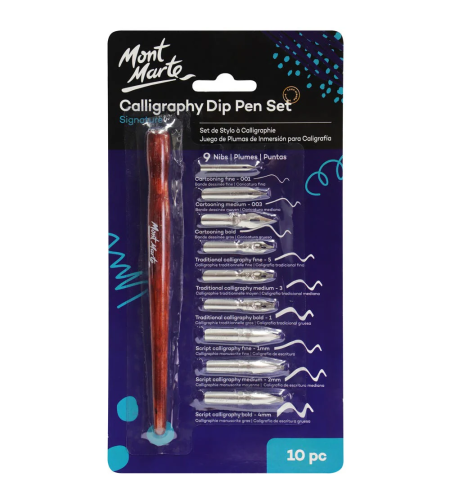 סט עט קליגרפיה טבילה 10 חלקים Mont Marte Calligraphy Dip Pen Set