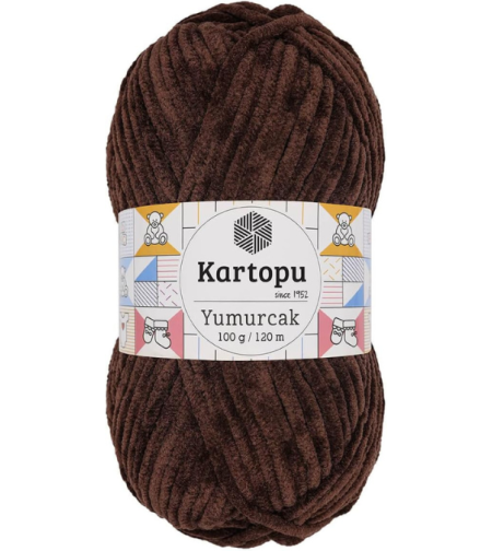 חוט קטיפה לסריגה Kartopu Yumurcak – צבע חום שוקולד