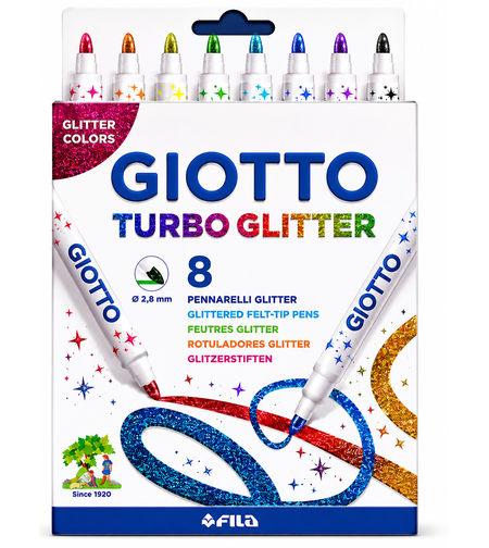 טושים נוצצים Giotto Turbo Glitter - מארז של 8 טושים