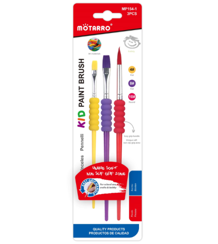 סט 3 מכחולים לציור עם ידית נוחה Motarro