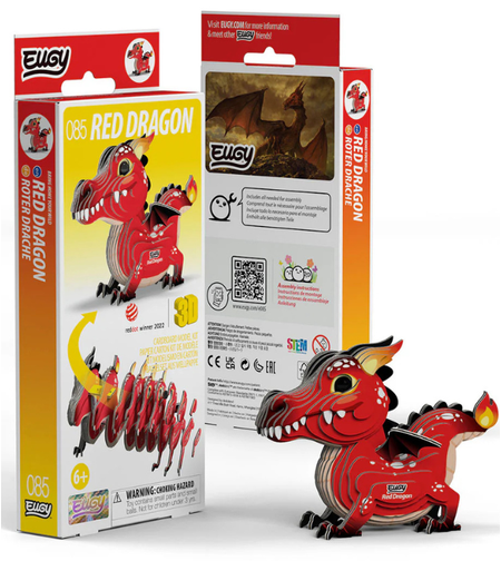 ערכת הרכבה תלת־ממדית דרקון אדום EUGY – Red Dragon פאזל 3D מקרטון