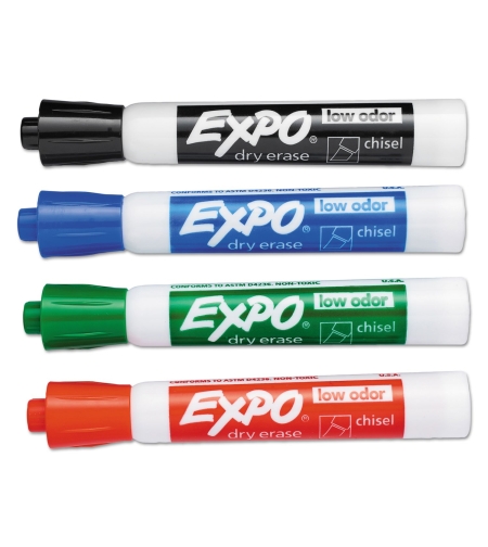 טוש לוח מחיק-סט צבעי בסיס 4 טושים ללוח מחיק- EXPO ראש קטום