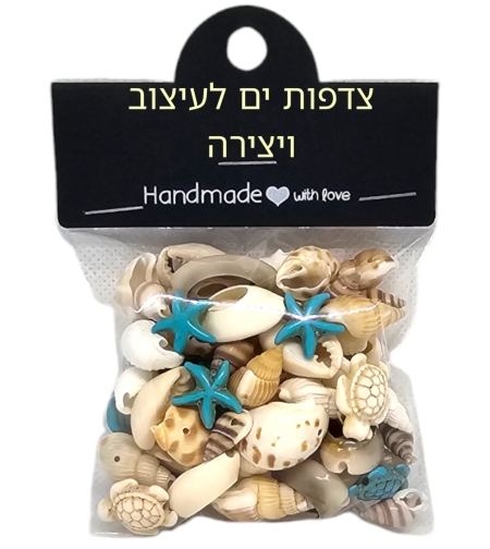 צדפות וקונכיות ים לעיצוב ויצירה ותליונים 50 גרם