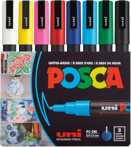 סט 8 טושים אקריליק פוסקה UNI POSCA PC-3M