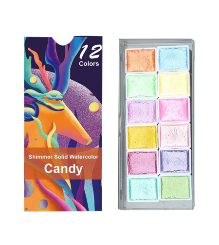 ערכת צבעי מים מטאליים 12 צבעים - Candy
