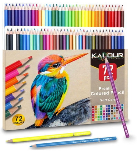 עפרונות צבעוניים איכותיים מבית KALOUR, סט 72 עפרונות