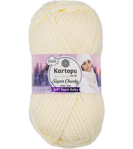 חוט צמר עבה לסריגה Kartopu Super Chunky – צבע קרם