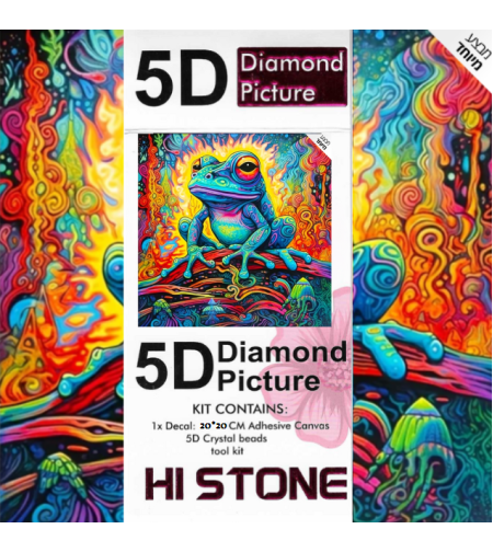 ערכת תמונת יהלומים 5D HI STONE - צפרדע צבעונית - 20x20 ס