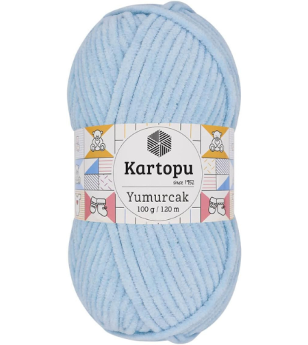 חוט קטיפה לסריגה Kartopu Yumurcak – צבע תכלת בהיר
