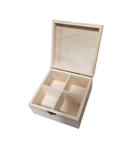 קופסת עץ מחולקת עם סוגר מתכת - 15x15 ס