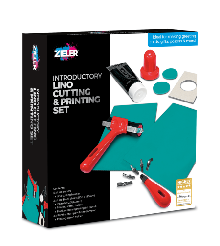 ערכת חיתוך והדפסה לינוליאום סט של 14 חלקים Zieler Lino Cutting & Printing Set